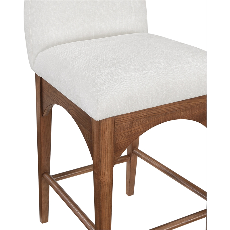 Meridian Furniture Waldorf Cream Chenille Fabric Stool