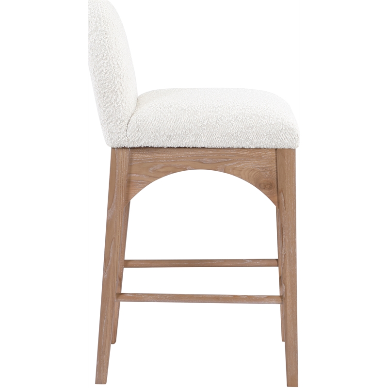 Meridian Furniture Waldorf Cream Boucle Fabric Stool
