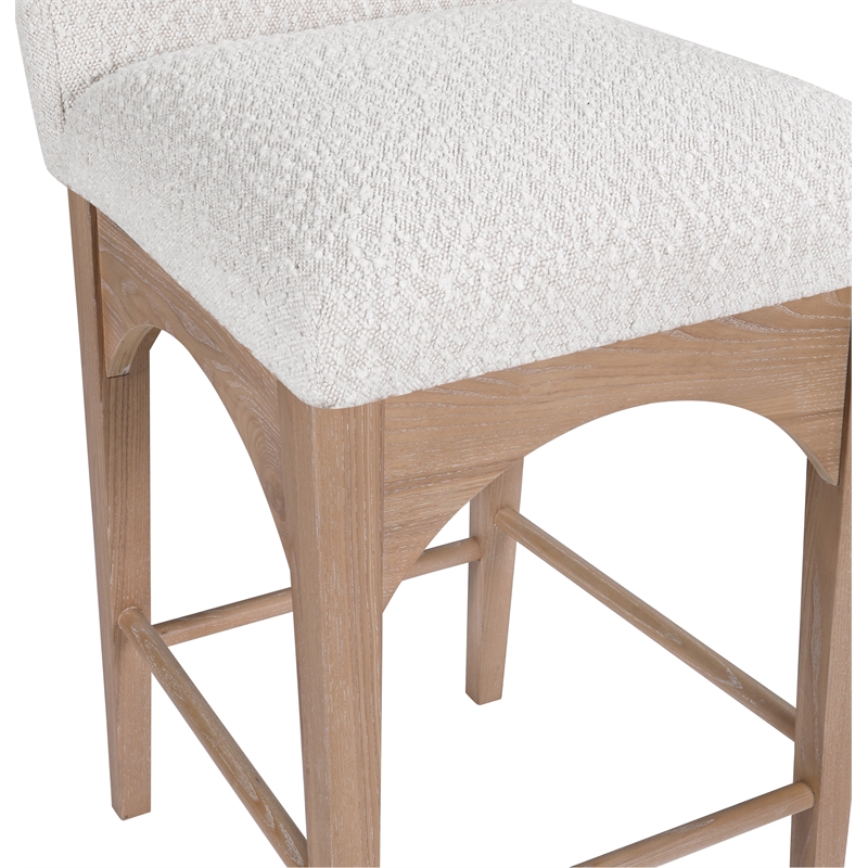 Meridian Furniture Waldorf Cream Boucle Fabric Stool