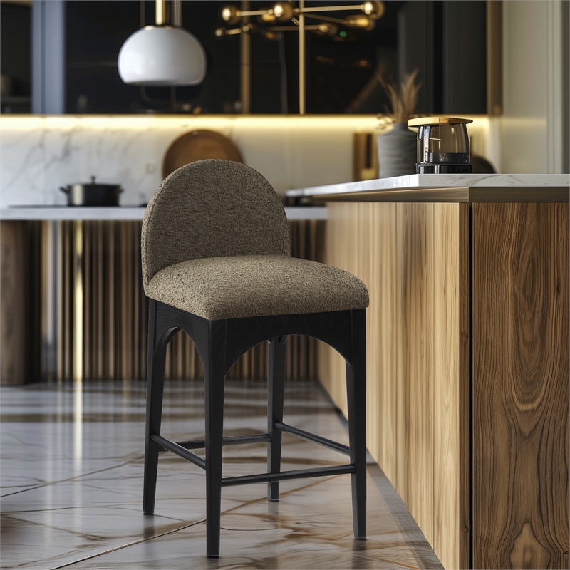 Meridian Furniture Waldorf Olive Boucle Fabric Stool