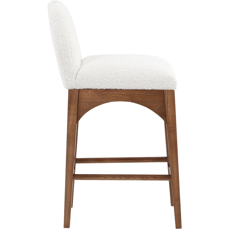 Meridian Furniture Waldorf Cream Boucle Fabric Stool