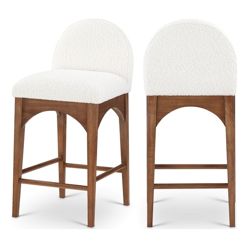 Meridian Furniture Waldorf Cream Boucle Fabric Stool