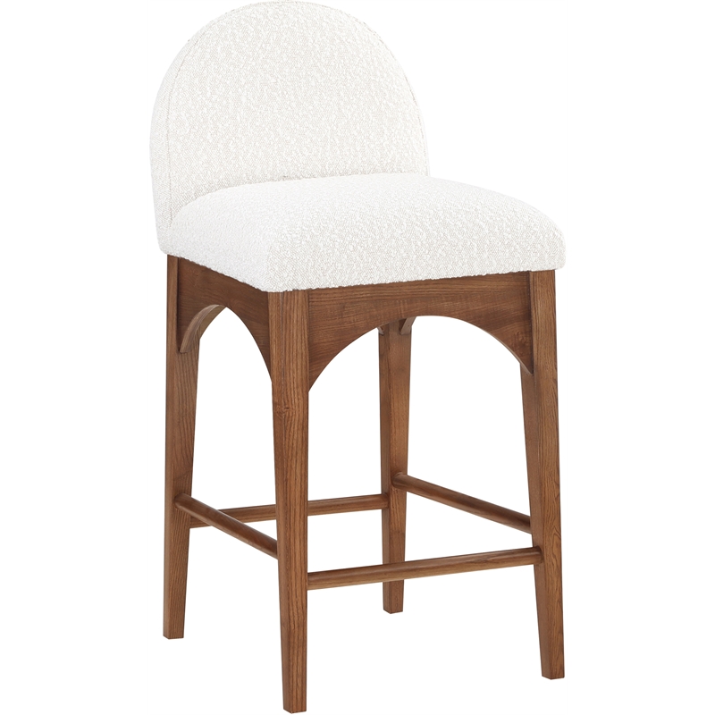 Meridian Furniture Waldorf Cream Boucle Fabric Stool
