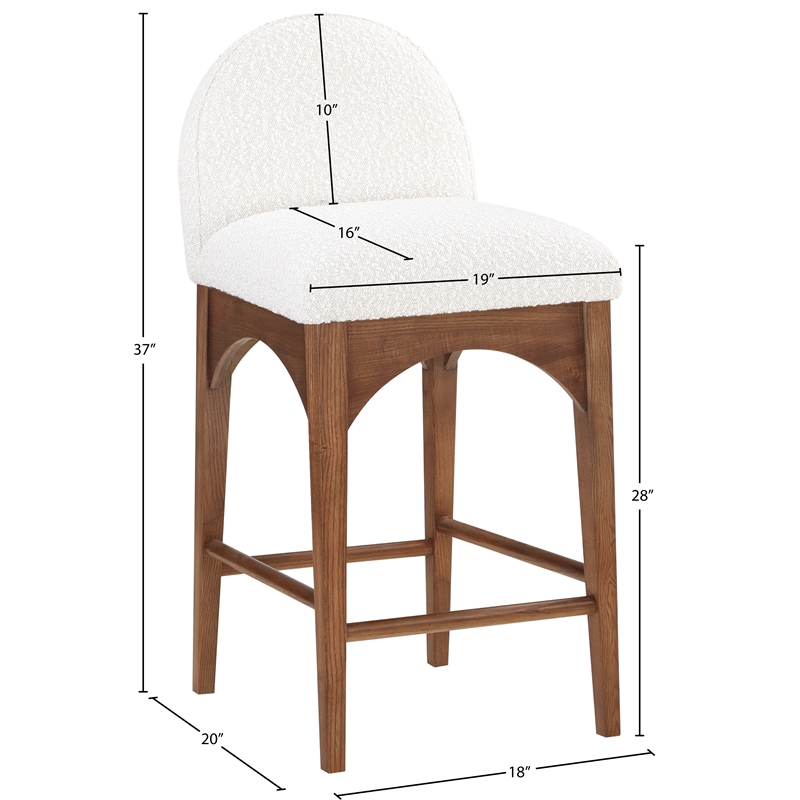 Meridian Furniture Waldorf Cream Boucle Fabric Stool