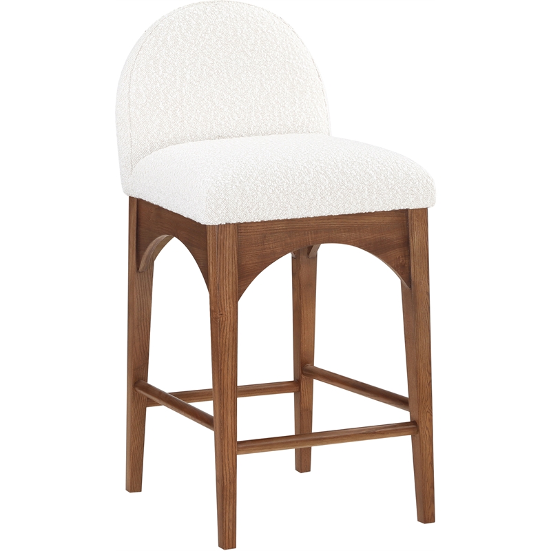 Meridian Furniture Waldorf Cream Boucle Fabric Stool