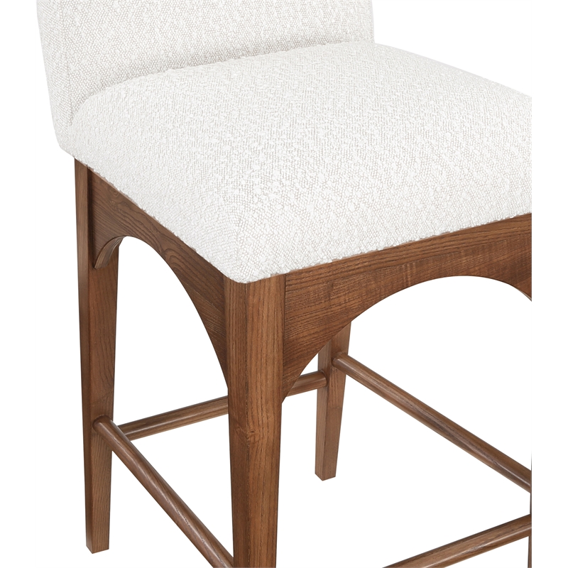 Meridian Furniture Waldorf Cream Boucle Fabric Stool