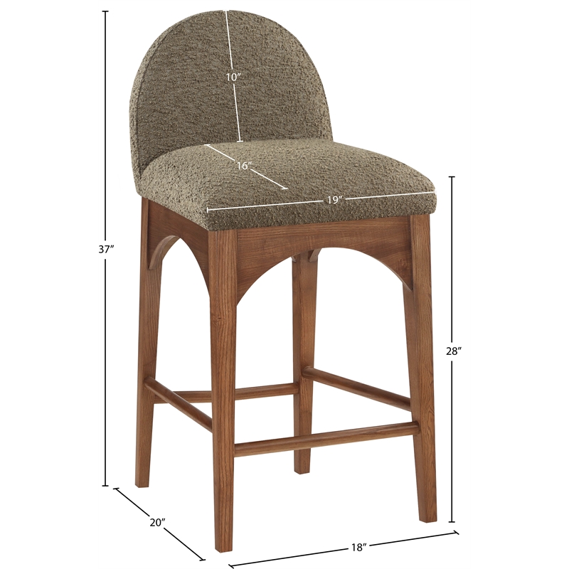 Meridian Furniture Waldorf Olive Boucle Fabric Stool