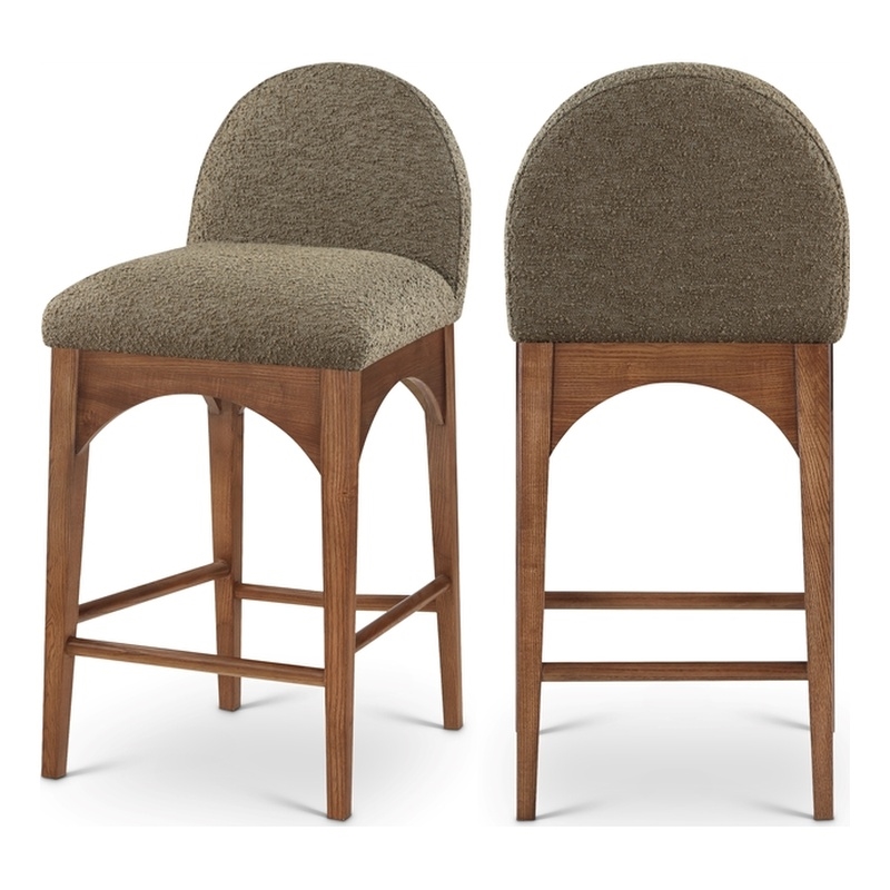 Meridian Furniture Waldorf Olive Boucle Fabric Stool