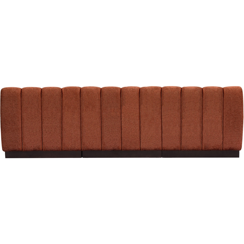 Meridian Furniture Quinn 3-Piece Fabric Modular Sofa in Cognac Orange