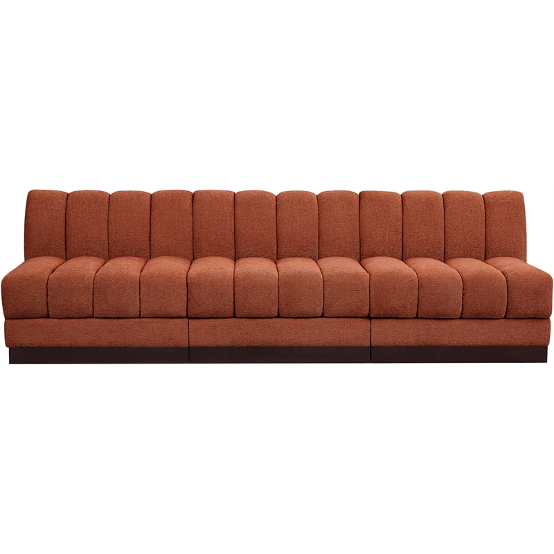 Meridian Furniture Quinn 3-Piece Fabric Modular Sofa in Cognac Orange