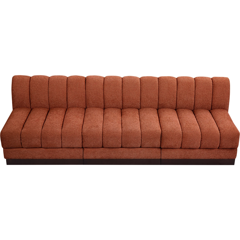 Meridian Furniture Quinn 3-Piece Fabric Modular Sofa in Cognac Orange