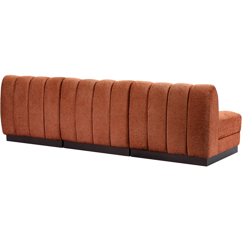 Meridian Furniture Quinn 3-Piece Fabric Modular Sofa in Cognac Orange