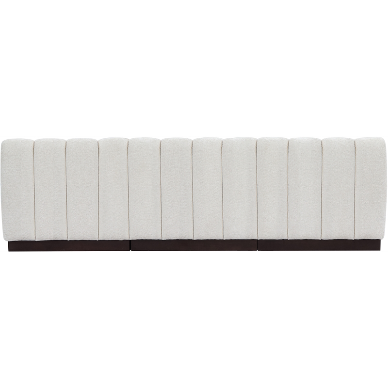 Meridian Furniture Quinn 3-Piece Contemporary Fabric Modular Sofa in Cream