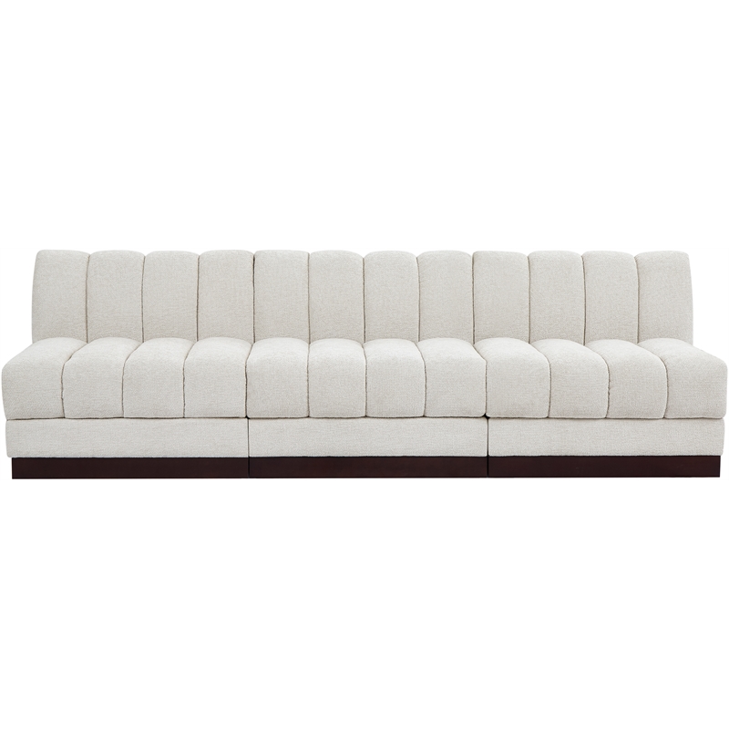 Meridian Furniture Quinn 3-Piece Contemporary Fabric Modular Sofa in Cream