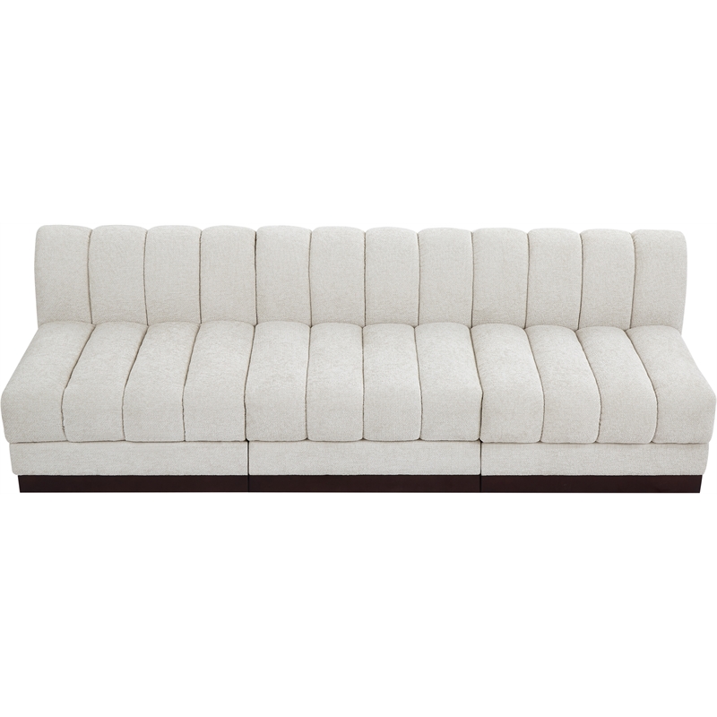 Meridian Furniture Quinn 3-Piece Contemporary Fabric Modular Sofa in Cream