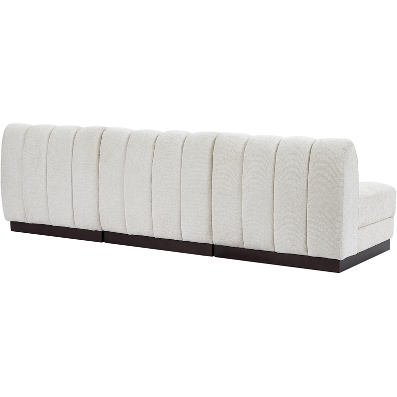 Meridian Furniture Quinn 3-Piece Contemporary Fabric Modular Sofa in Cream