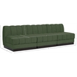 Meridian Furniture Quinn 3-Piece Contemporary Fabric Modular Sofa in Green