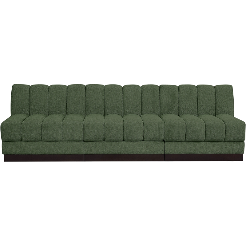 Meridian Furniture Quinn 3-Piece Contemporary Fabric Modular Sofa in Green