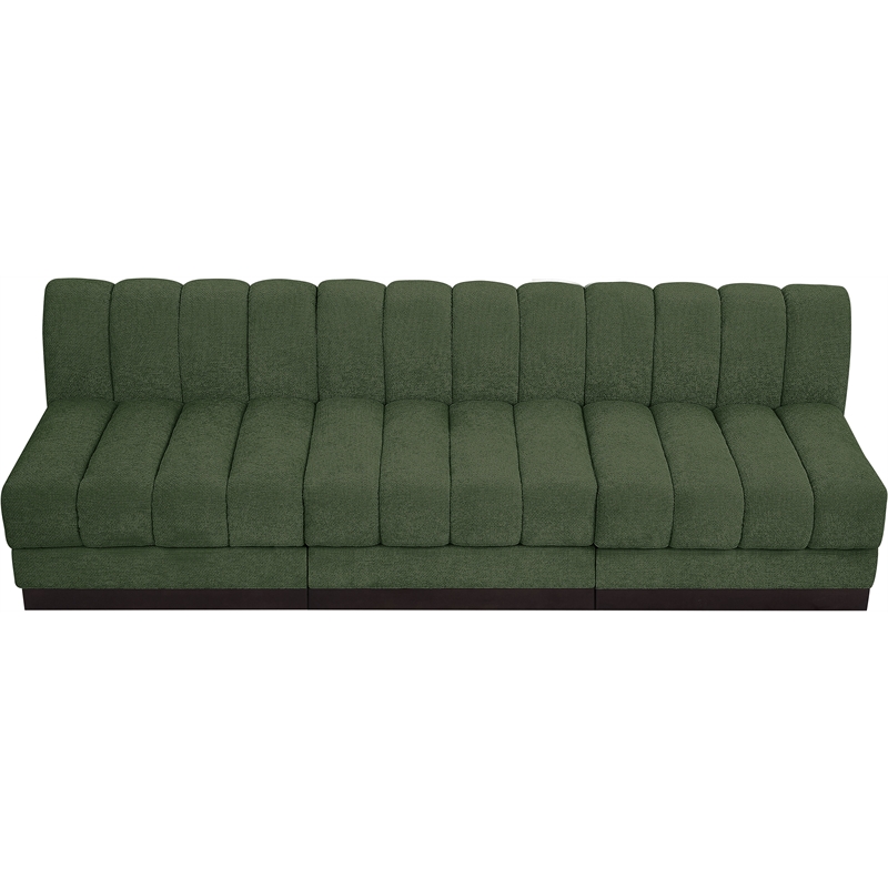 Meridian Furniture Quinn 3-Piece Contemporary Fabric Modular Sofa in Green