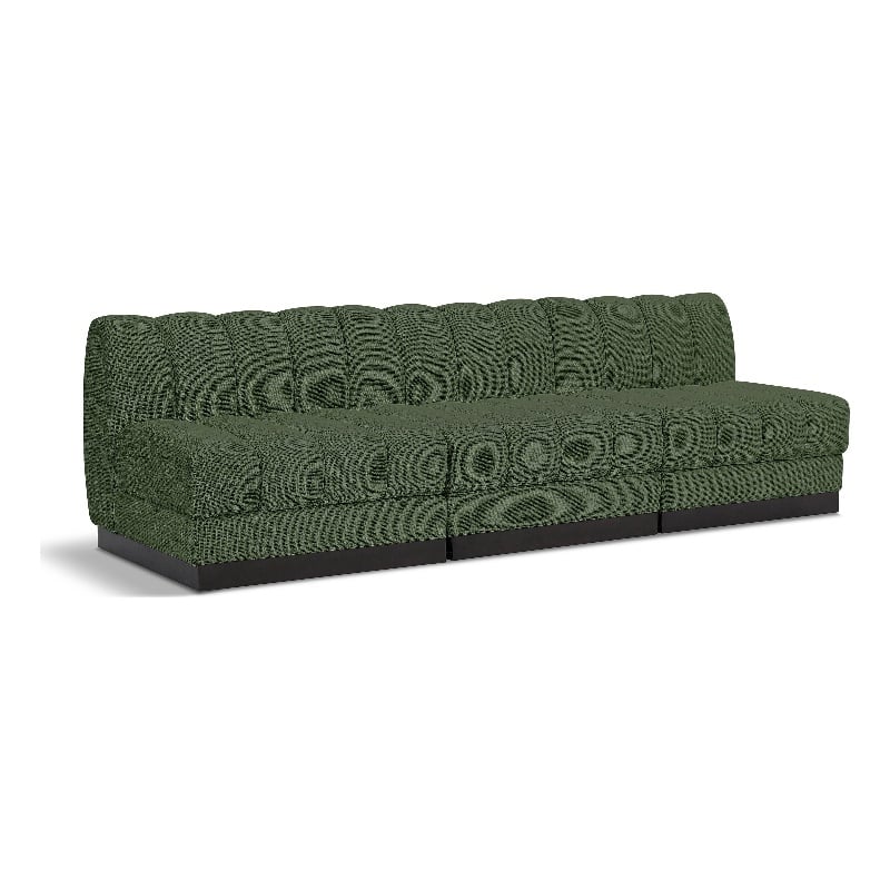 Meridian Furniture Quinn 3-Piece Contemporary Fabric Modular Sofa in Green