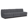 Meridian Furniture Quinn 3-Piece Fabric Modular Sofa in Dark Gray