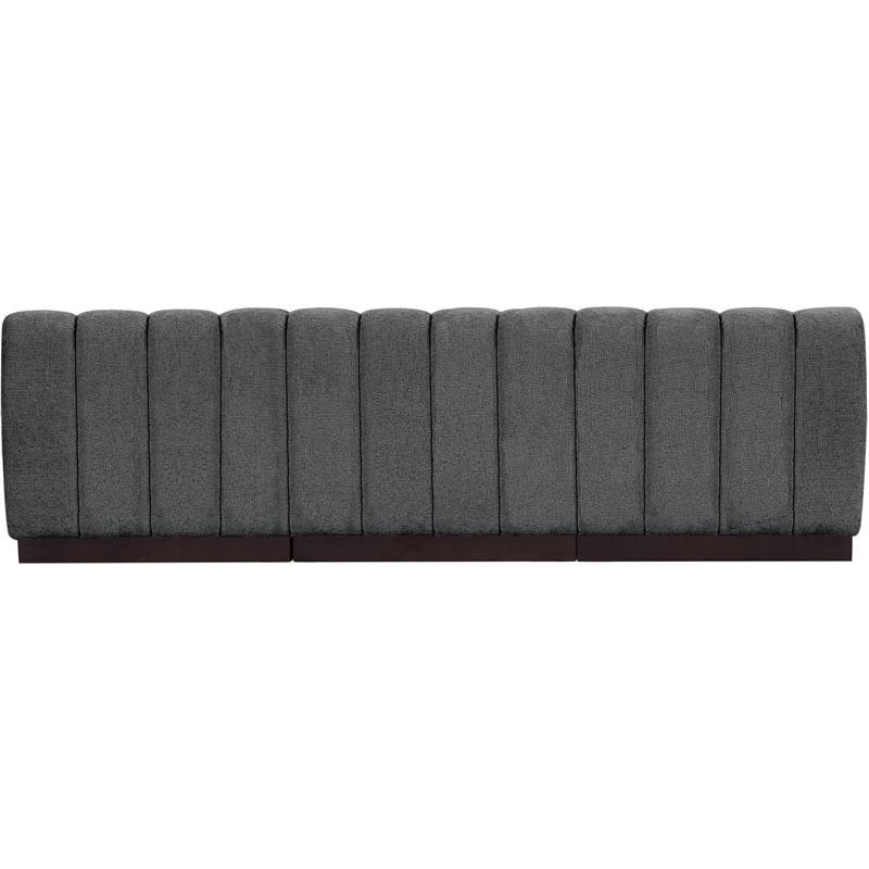 Meridian Furniture Quinn 3-Piece Fabric Modular Sofa in Dark Gray