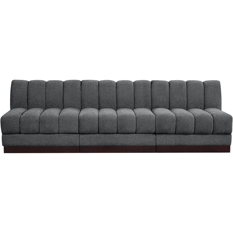 Meridian Furniture Quinn 3-Piece Fabric Modular Sofa in Dark Gray