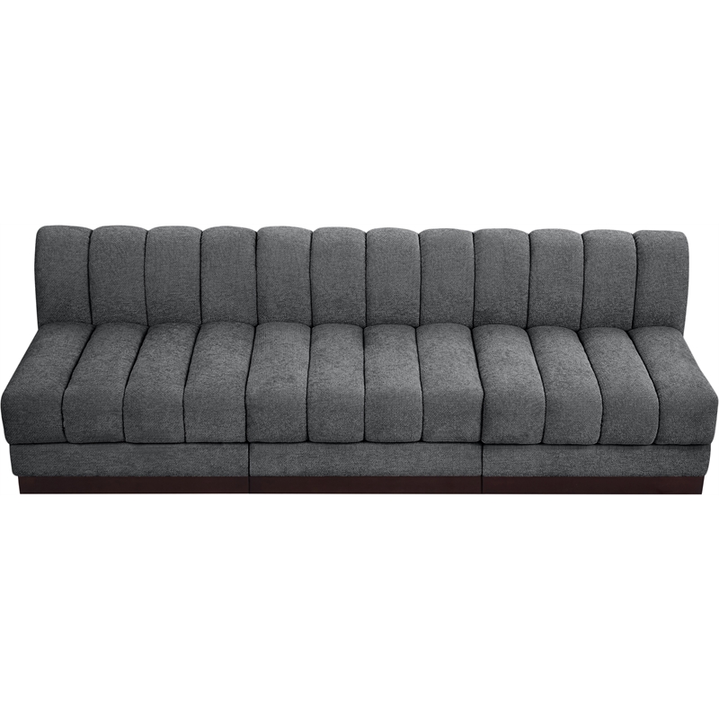 Meridian Furniture Quinn 3-Piece Fabric Modular Sofa in Dark Gray
