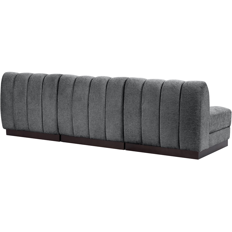 Meridian Furniture Quinn 3-Piece Fabric Modular Sofa in Dark Gray