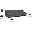 Meridian Furniture Quinn 3-Piece Fabric Modular Sofa in Dark Gray