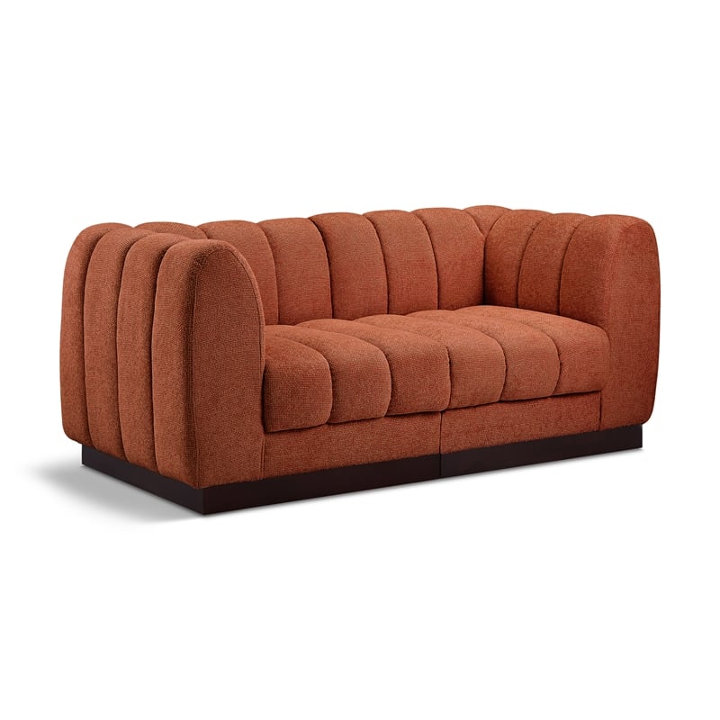 Meridian Furniture Quinn 2-Piece Fabric Modular Sofa in Cognac Orange
