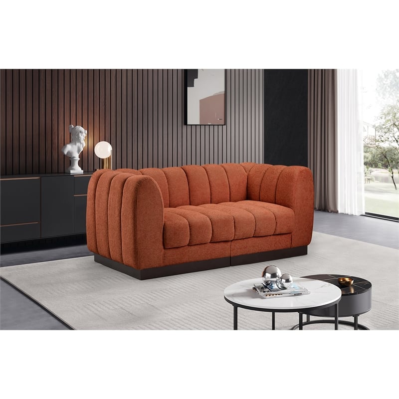 Meridian Furniture Quinn 2-Piece Fabric Modular Sofa in Cognac Orange