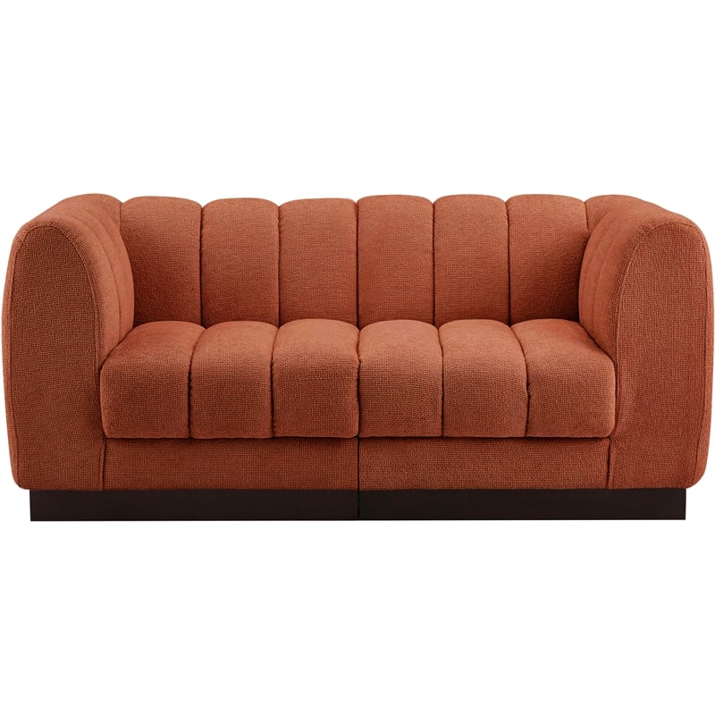 Meridian Furniture Quinn 2-Piece Fabric Modular Sofa in Cognac Orange