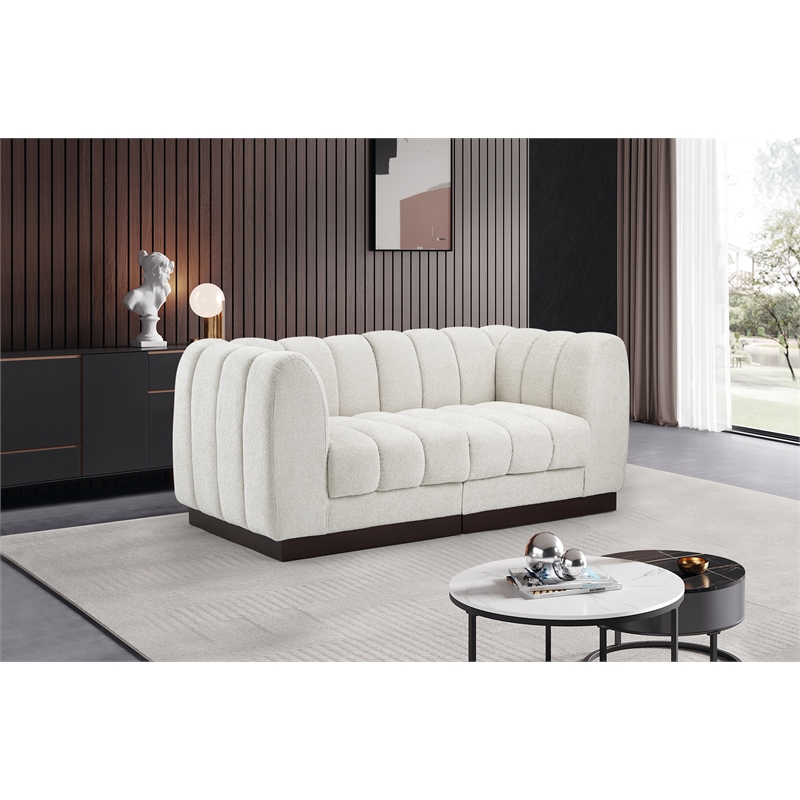 Meridian Furniture Quinn 2-Piece Contemporary Fabric Modular Sofa in Cream