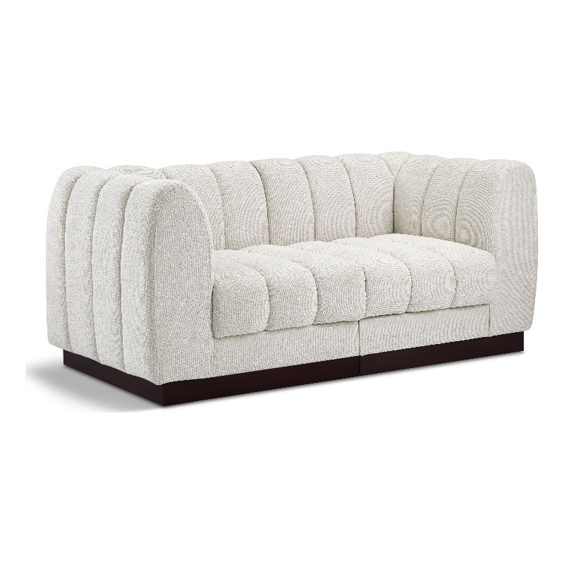 Meridian Furniture Quinn 2-Piece Contemporary Fabric Modular Sofa in Cream