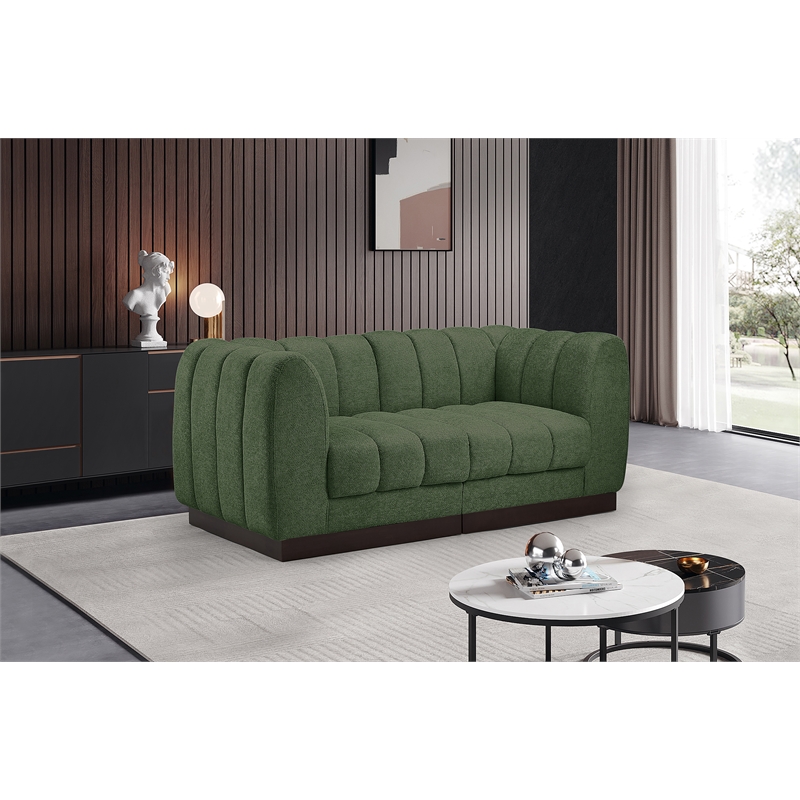 Meridian Furniture Quinn 2-Piece Contemporary Fabric Modular Sofa in Green