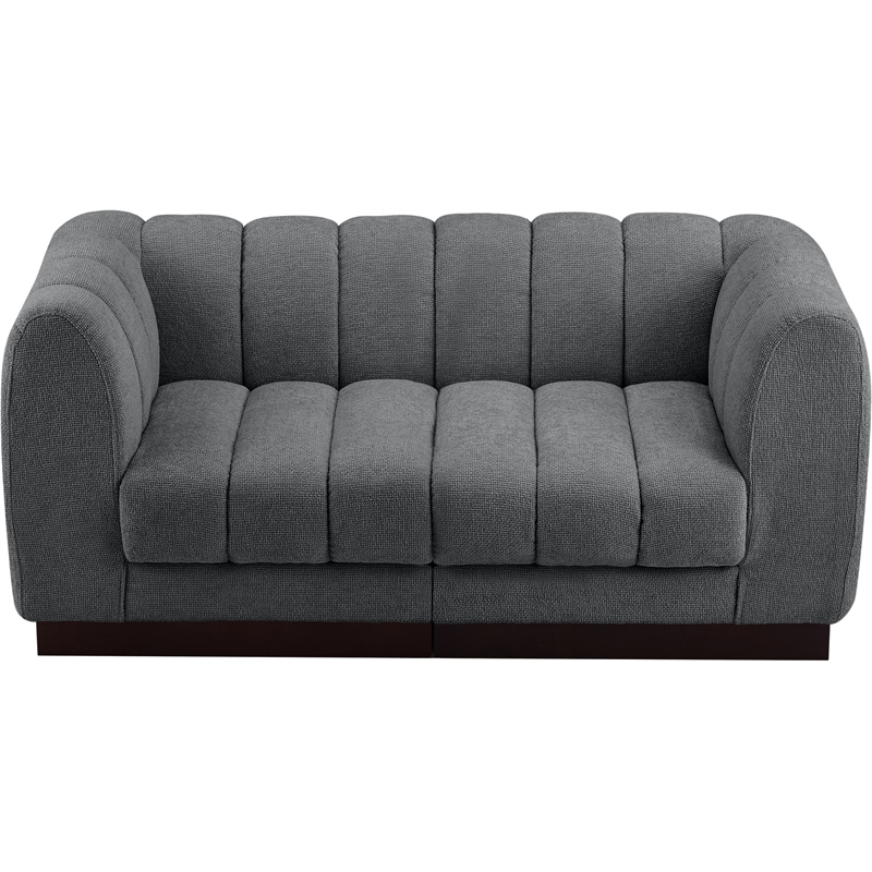 Meridian Furniture Quinn 2-Piece Contemporary Fabric Modular Sofa in Dark Gray