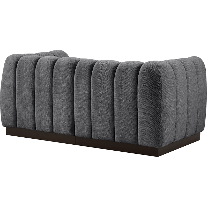 Meridian Furniture Quinn 2-Piece Contemporary Fabric Modular Sofa in Dark Gray