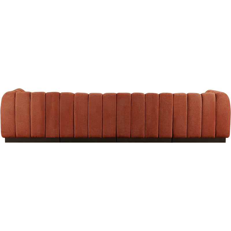 Meridian Furniture Quinn 4-Piece Fabric Modular Sofa in Cognac Orange