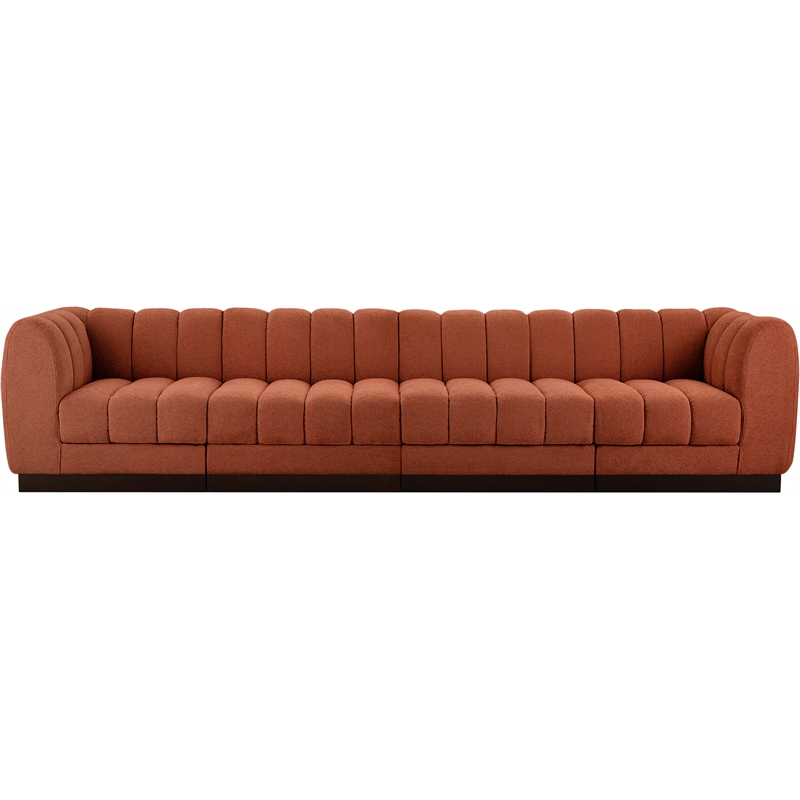 Meridian Furniture Quinn 4-Piece Fabric Modular Sofa in Cognac Orange
