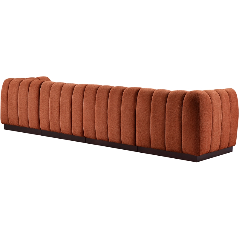 Meridian Furniture Quinn 4-Piece Fabric Modular Sofa in Cognac Orange