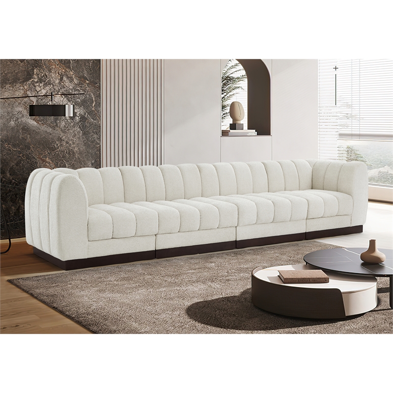 Meridian Furniture Quinn 4-Piece Contemporary Fabric Modular Sofa in Cream