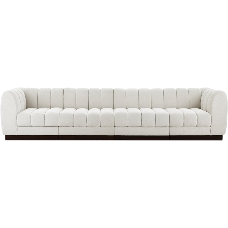 Meridian Furniture Quinn 4-Piece Contemporary Fabric Modular Sofa in Cream