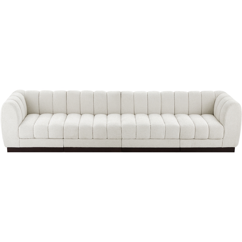 Meridian Furniture Quinn 4-Piece Contemporary Fabric Modular Sofa in Cream