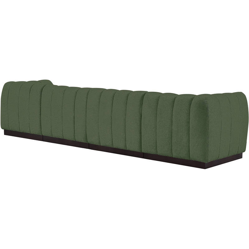 Meridian Furniture Quinn 4-Piece Contemporary Fabric Modular Sofa in Green