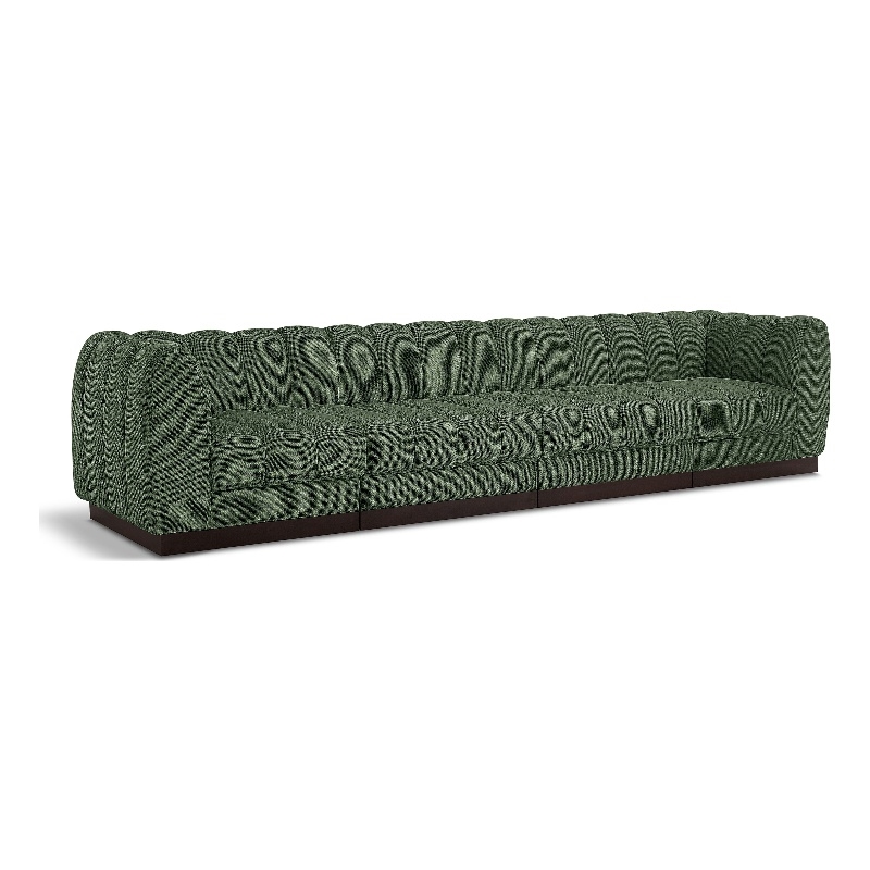 Meridian Furniture Quinn 4-Piece Contemporary Fabric Modular Sofa in Green