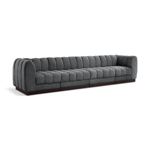 Meridian Furniture Quinn 4-Piece Contemporary Fabric Modular Sofa in Dark Gray