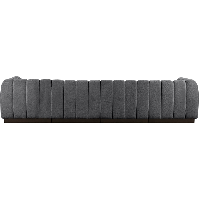 Meridian Furniture Quinn 4-Piece Contemporary Fabric Modular Sofa in Dark Gray