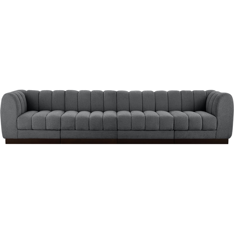 Meridian Furniture Quinn 4-Piece Contemporary Fabric Modular Sofa in Dark Gray