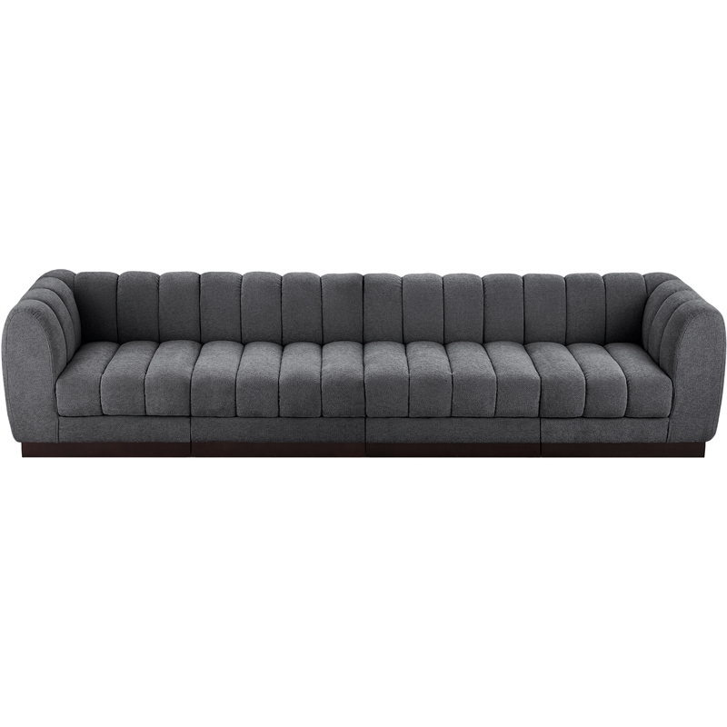 Meridian Furniture Quinn 4-Piece Contemporary Fabric Modular Sofa in Dark Gray